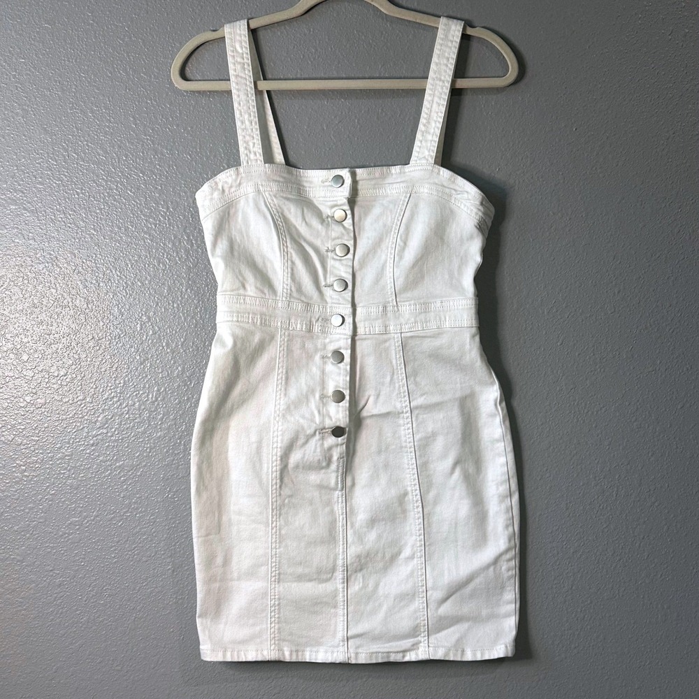 Buddy Love White Denim Button‎ Mini Dress Small Summer Festival Western